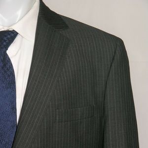 Michael Hopkins Zegna Cloth 15 Microns Gray Stripe Bespoke Two Button Suit 42L